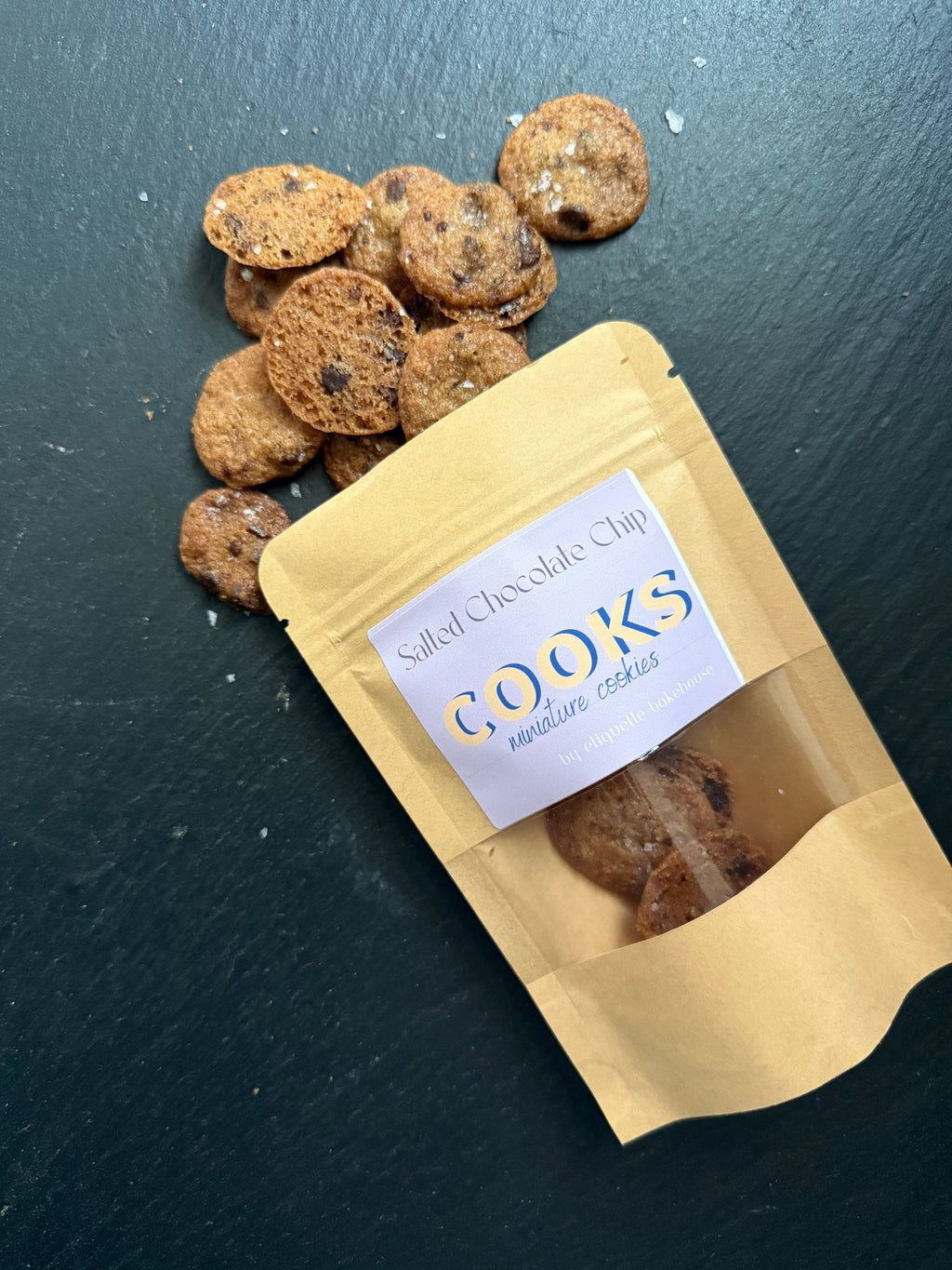 Etiquette Bakehouse Salted Chocolate Chip Cooks mini cookies in a 1 oz package